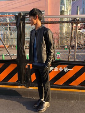 「RAGEBLUE（レイジブルー）のアイテム（ライダースジャケット）」を使った、shintaさん（メンズ・172cm）の秋コーディネート