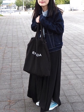 「EMODA（エモダ）のアイテム（トートバッグ）」を使った、かなさん（レディース・157cm）の夏コーディネート