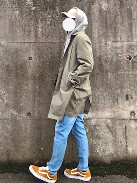 「JOURNAL STANDARD（ジャーナルスタンダード）のアイテム（ステンカラーコート）」を使った、ひでぼうさん（メンズ・173cm）の秋コーディネート