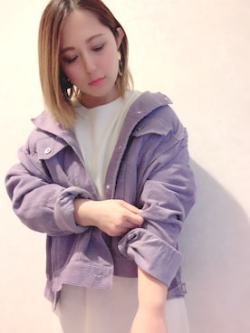 「niko and...（ニコアンド）のアイテム（ノーカラージャケット）」を使った、HALCA⑅◡̈*さん（レディース・153cm）の冬コーディネート