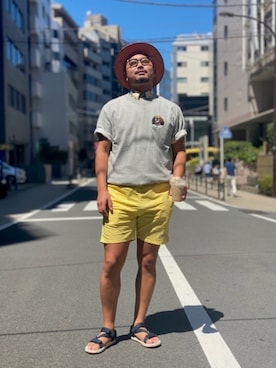 「Borsalino（ボルサリーノ）のアイテム（ハット）」を使った、KATAOKA(R)さん（メンズ・175cm）の夏コーディネート