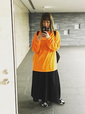 「untitledclubのアイテム（Tシャツ/カットソー、オレンジ系）」を使った、REIKAさん（レディース・168cm）の春コーディネート