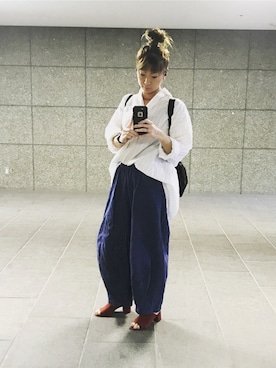 「Needles（ニードルス）のアイテム（デニムパンツ、ブルー系）」を使った、REIKAさん（レディース・168cm）の春コーディネート