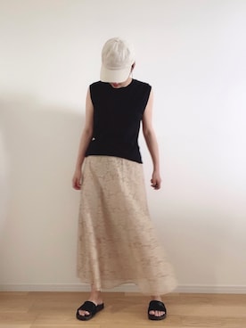 「Hanes」｜「アイテム（キャップ）」を使った、eeemさん（レディース・160cm）の夏コーディネート