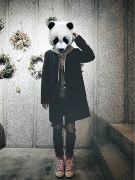 「PULL&BEAR（プルアンドベア）のアイテム（ピーコート）」を使った、momoさん（レディース・169cm）の春コーディネート