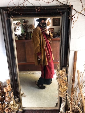 「ヂェン先生の日常着のアイテム（トップス、ブラウン系）」を使った、shirota akikoさん（レディース・159cm）の冬コーディネート