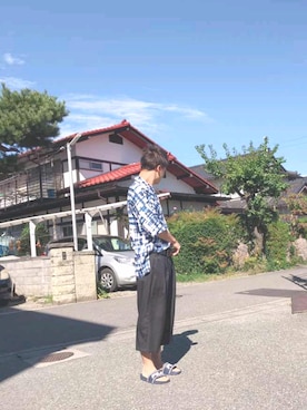 「FILA（フィラ）のアイテム（サンダル）」を使った、ながややさん（メンズ・171cm）の秋コーディネート