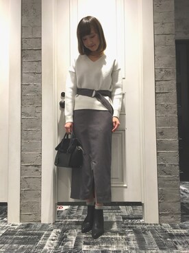 「HARE（ハレ）のアイテム（チョーカー）」を使った、momoさん（レディース・165cm）の冬コーディネート