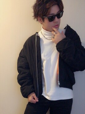 「SENSE OF PLACE by URBAN RESEARCH（センスオブプレイスバイアーバンリサーチ）のアイテム（MA-1）」を使った、hisatoさん（メンズ・170cm）の冬コーディネート