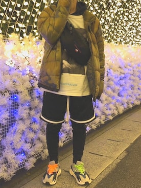 「OFF-WHITE」｜「アイテム（ダウンジャケット/コート）」を使った、こうきさん（メンズ・165cm）の冬コーディネート