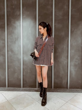 「MOUSSY（マウジー）のアイテム（ブーツ）」を使った、Marikaさん（レディース・154cm）の夏コーディネート