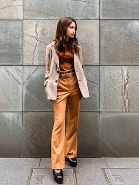 「ブラウンコーデ」｜「アイテム（ブーティ）」を使った、Marikaさん（レディース・154cm）の春コーディネート