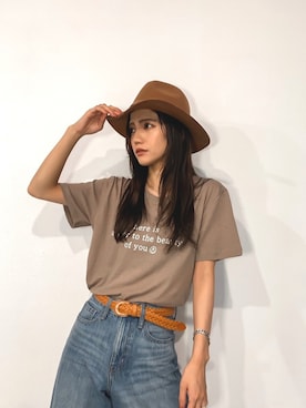 「H&M（エイチ・アンド・エム）のアイテム（帽子）」を使った、Marikaさん（レディース・154cm）の夏コーディネート