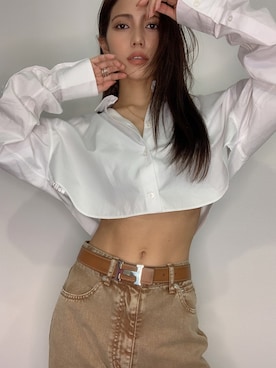 「アイテム（デニムパンツ、ベージュ系）」を使った、Marikaさん（レディース・154cm）の秋コーディネート