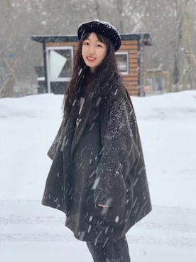 「日系极简」｜「アイテム（ハンチング/ベレー帽）」を使った、小进さん（レディース・161cm）の秋コーディネート