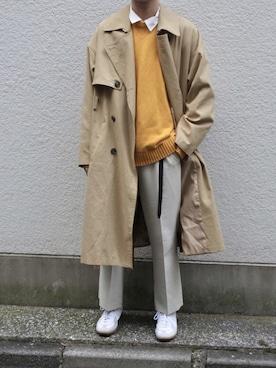 「Lui's（ルイス）のナローベルト（ベルト）」を使った、とむそーやさん（メンズ・178cm）の冬コーディネート