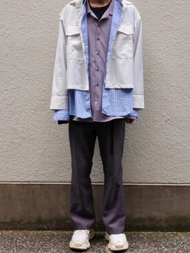 「Lui's（ルイス）のナローベルト（ベルト）」を使った、とむそーやさん（メンズ・178cm）の冬コーディネート