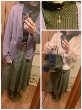 「ドットスカート」｜「アイテム（その他アウター）」を使った、を湯ちゃん(•ө•)♡さん（レディース・158cm）の冬コーディネート