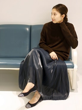 「グリッター」｜「アイテム（その他シューズ）」を使った、Le Talon press hanaさん（レディース・158cm）の冬コーディネート