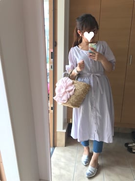 「FREE'S MART（フリーズマート）のアイテム（シャツワンピース）」を使った、ha-miyaさん（レディース・157cm）の夏コーディネート