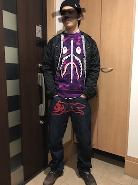 「ICECREAM（アイスクリーム）のアイテム」を使った、H i_8さん（メンズ・180cm）の冬コーディネート