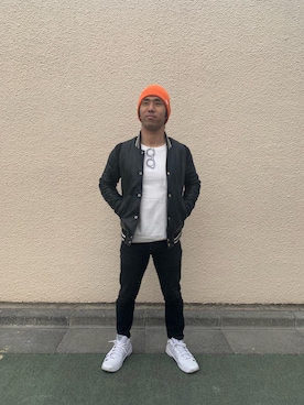 「Lui's（ルイス）のアイテム（スタジャン）」を使った、ハヤオさん（メンズ・170cm）の春コーディネート