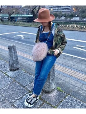 「ドラフトアングリッド」｜「アイテム（サロペット/オーバーオール）」を使った、manachin◡̈*さん（レディース・156cm）の春コーディネート