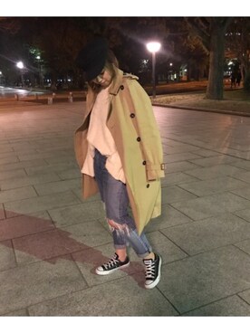 「ドラフトアングリッド」｜「アイテム（トレンチコート）」を使った、manachin◡̈*さん（レディース・156cm）の春コーディネート