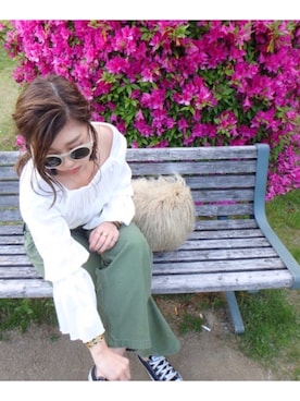 「TODAYFUL（トゥデイフル）のアイテム（かごバッグ）」を使った、manachin◡̈*さん（レディース・156cm）の春コーディネート