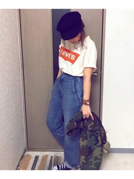 「Levis」｜「アイテム（その他）」を使った、manachin◡̈*さん（レディース・156cm）の春コーディネート