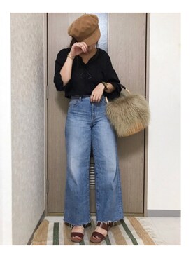 「Ungrid（アングリッド）のストラップサンダル（サンダル）」を使った、manachin◡̈*さん（レディース・156cm）の夏コーディネート