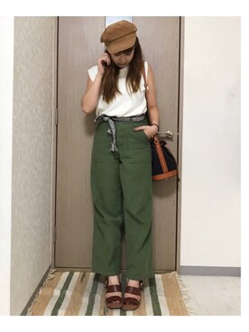 「Ungrid（アングリッド）のストラップサンダル（サンダル）」を使った、manachin◡̈*さん（レディース・156cm）の夏コーディネート