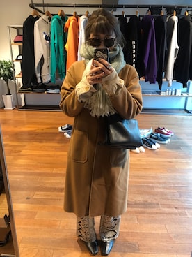 「CELINE」｜「アイテム（チェスターコート）」を使った、manachin◡̈*さん（レディース・156cm）の冬コーディネート