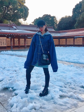 「UNIF（ユニフ）のアイテム（ブーツ）」を使った、MARIE_UMEHARAさん（レディース・165cm）の冬コーディネート