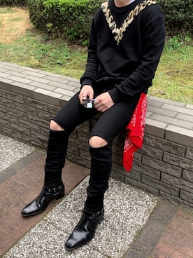 「SAINT LAURENT PARIS（サンローランパリ）のアイテム（スウェット）」を使った、 NAOKIさん（メンズ・165cm）の春コーディネート