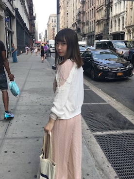 「アイテム（つなぎ/オールインワン、ベージュ系）」を使った、charさん（レディース・162cm）の夏コーディネート