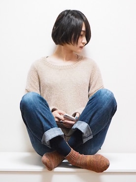 「e.r.g*（イーアールジー）のアイテム（パンツ）」を使った、nagataniさん（レディース・164cm）の春コーディネート