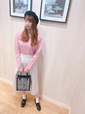 「DRESKIP（ドレスキップ）のアイテム（ハンチング/ベレー帽）」を使った、あいりんさん（レディース・160cm）の春コーディネート