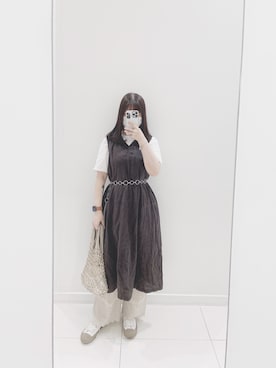 「MUJI」｜「アイテム（ワンピース/ドレス）」を使った、hannahauuuさん（レディース・166cm）の夏コーディネート