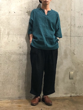 「OURET（オーレット）のアイテム（スリッポン）」を使った、Tommyさん（メンズ・171cm）の夏コーディネート