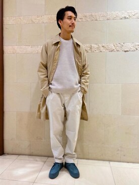 「DANTON（ダントン）のアイテム（ステンカラーコート）」を使った、KOSUGEさん（メンズ・180cm）の冬コーディネート