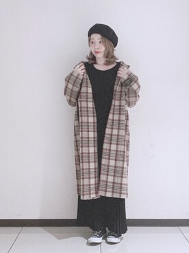 「Te chichi（テチチ）のアイテム（ハンチング/ベレー帽）」を使った、ぐりすけさん（レディース・151cm）の冬コーディネート