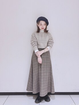 「Te chichi（テチチ）のアイテム（ハンチング/ベレー帽）」を使った、ぐりすけさん（レディース・151cm）の冬コーディネート