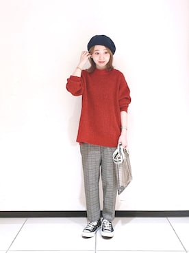 「Te chichi（テチチ）のアイテム（ハンチング/ベレー帽）」を使った、ぐりすけさん（レディース・151cm）の冬コーディネート
