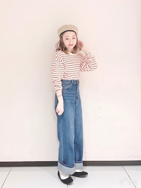 「Te chichi（テチチ）のアイテム（ハンチング/ベレー帽）」を使った、ぐりすけさん（レディース・151cm）の冬コーディネート