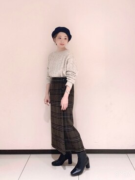 「Te chichi（テチチ）のアイテム（ハンチング/ベレー帽）」を使った、ぐりすけさん（レディース・151cm）の秋コーディネート