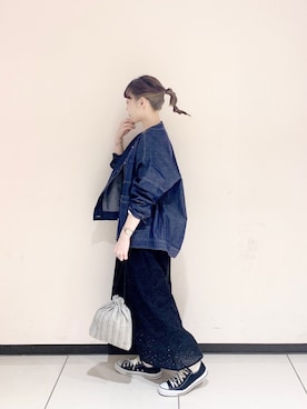 「春めきシューズ」｜「アイテム（デニムジャケット）」を使った、ぐりすけさん（レディース・151cm）の春コーディネート
