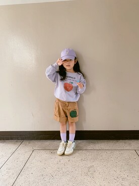 「KANGOL（カンゴール）のアイテム（キャップ）」を使った、YOOL✿   さん（キッズ・100cm）の秋コーディネート
