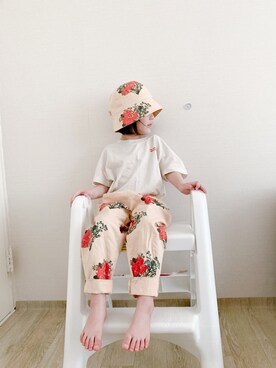 「flower」｜「アイテム（帽子）」を使った、YOOL✿   さん（キッズ・100cm）の春コーディネート