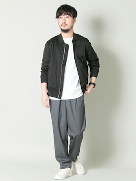 「URBAN RESEARCH（アーバンリサーチ）のアイテム（MA-1）」を使った、moriyamaさん（メンズ・172cm）の春コーディネート